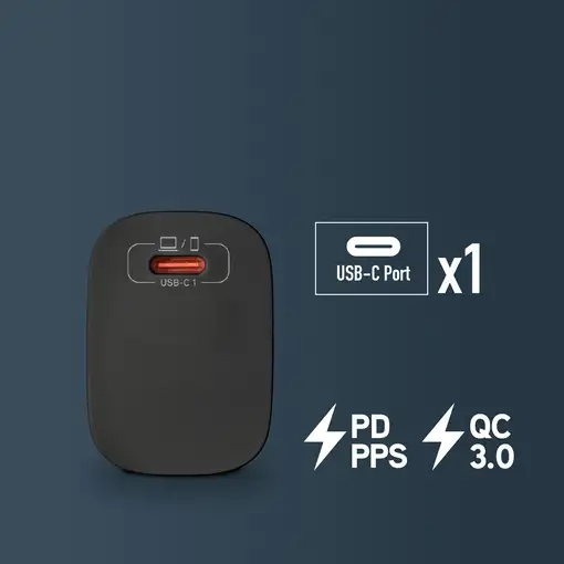 Cargador GAN de pared ultrarápido de 20W con 1 puerto: USB-C , NGS