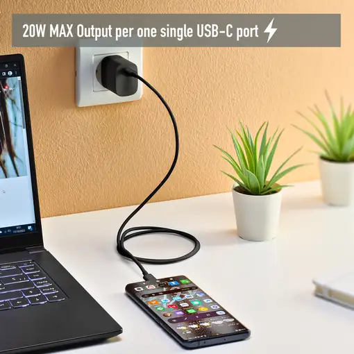 Cargador GAN de pared ultrarápido de 20W con 1 puerto: USB-C , NGS