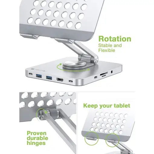 Techly ICA-TBL DOCK81 soporte para ordenador portátil Soporte para tableta Plata