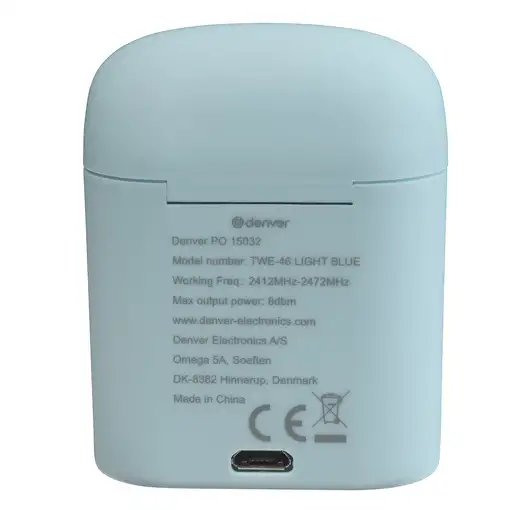 Denver TWE-46LIGHTBLUE auricular y casco Auriculares Inalámbrico Dentro de oído Mú