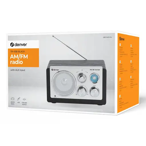 Denver TR-63B Portátil Analógica Negro