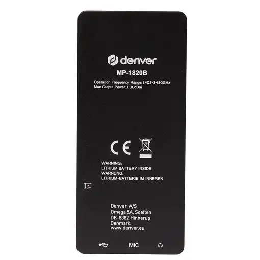 Denver MP-1820B Reproductor de MP4 4 GB Negro