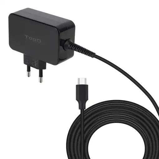 TooQ Cargador de portátil GAN USB-C PD 45W, Negro