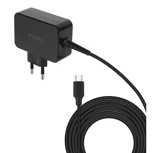 TooQ Cargador de portátil GAN USB-C PD 45W, Negro