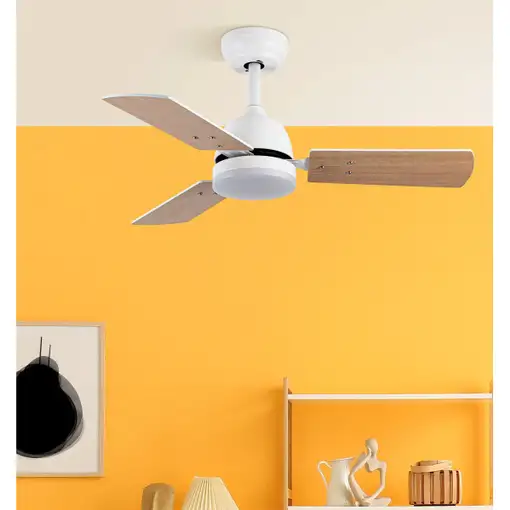 Ventilador DC Portico blanco, LED 20W, 3 aspas y 6 velocidades