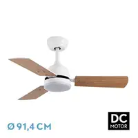 Ventilador DC Portico blanco, LED 20W, 3 aspas y 6 velocidades