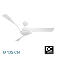 Ventilador DC Tarento blanco 132cm, LED, 3 aspas, 6 velocidades