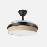 Ventilador DC Moda negro/cañizo claro LED 91 cm con mando