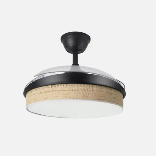 Ventilador DC Moda negro/cañizo claro LED 91 cm con mando