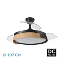 Ventilador DC PROVENZA 72W negro/haya con LED y aspas plegables