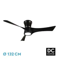 Ventilador LED negro, 6 vel., con mando, memoria y temporizador