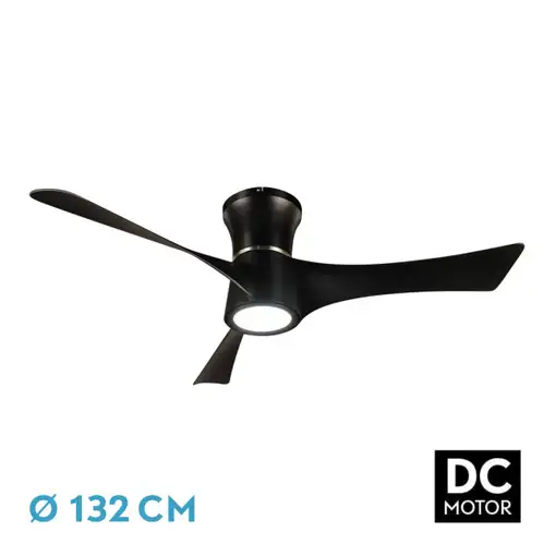 Ventilador LED negro, 6 vel., con mando, memoria y temporizador