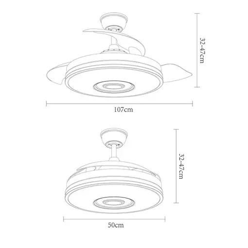 Ventilador DC Noto cromo 3 aspas LED RGB BT y altavoz