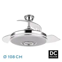 Ventilador DC Noto cromo 3 aspas LED RGB BT y altavoz