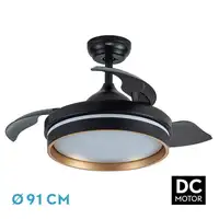 Ventilador Nalon negro/oro LED 48W 91 cm con mando