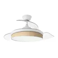 Ventilador DC Moda blanco/cañizo claro LED 91 cm con mando y memoria