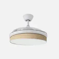 Ventilador DC Moda blanco/cañizo claro LED 91 cm con mando y memoria