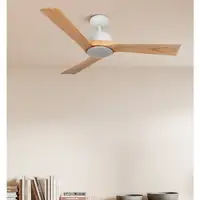 Ventilador DC Orinoco blanco/haya 107cm, LED, 3 aspas, 6 velocidades