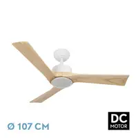 Ventilador DC Orinoco blanco/haya 107cm, LED, 3 aspas, 6 velocidades