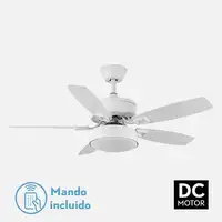 Fabrilamp Braw ventilador techo blanco/blanco haya, 5 aspas reversibles, led 30W