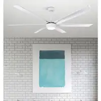 Ventilador LED blanco, 6 aspas aluminio, mando, memoria y temporizador