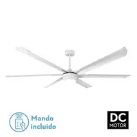 Ventilador LED blanco, 6 aspas aluminio, mando, memoria y temporizador