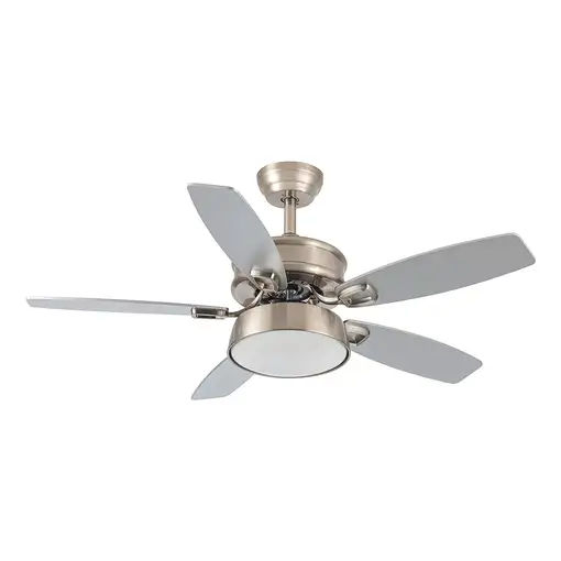 Fabrilamp Braw ventilador de techo niquel/plata haya, 5 aspas reversibles, led 30W