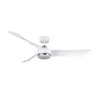Ventilador DC Tempel blanco/níquel 132cm, LED, 3 aspas, 6 velocidades