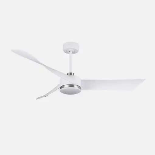 Ventilador DC Tempel blanco/níquel 132cm, LED, 3 aspas, 6 velocidades