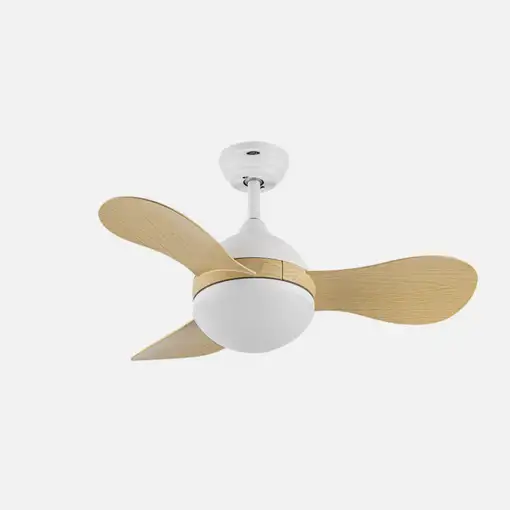 Ventilador DC Solido blanco/haya LED 24W con 3 aspas y mando