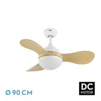 Ventilador DC Solido blanco/haya LED 24W con 3 aspas y mando