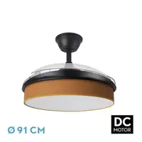 Ventilador DC Moda negro/naranja LED 91 cm con mando