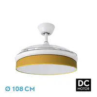 Ventilador DC Moda blanco/amarillo LED 108 cm con mando