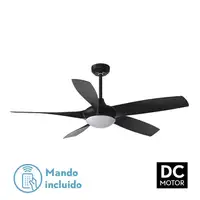 Ventilador DC Galleo negro 137cm, LED, 5 aspas, 6 velocidades