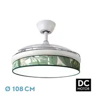 Ventilador DC Moda blanco/verde LED 108 cm con mando