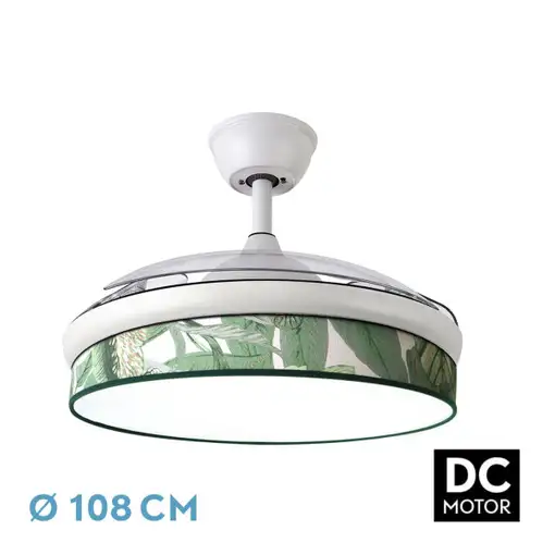 Ventilador DC Moda blanco/verde LED 108 cm con mando