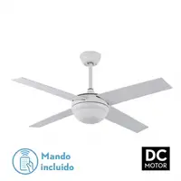 Ventilador DC Ciro blanco/haya con 4 aspas, E27 y temporizador