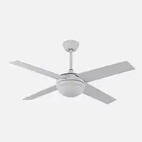 Ventilador DC Ciro blanco/haya con 4 aspas, E27 y temporizador