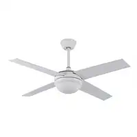 Ventilador DC Ciro blanco/haya con 4 aspas, E27 y temporizador