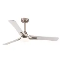 Ventilador DC Coro níquel 132cm, LED, 3 aspas blanco/haya, 6 velocidades