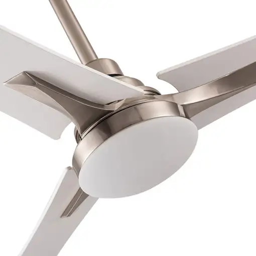 Ventilador DC Coro níquel 132cm, LED, 3 aspas blanco/haya, 6 velocidades