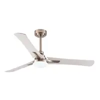 Ventilador DC Coro níquel 132cm, LED, 3 aspas blanco/haya, 6 velocidades