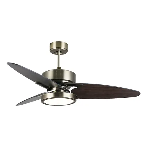 Fabrilamp Cross ventilador de techo negro, 3 aspas reversibles negro/nogal, led