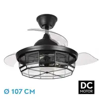 Ventilador DC TORNADO negro 5xE27 con aspas desplegables