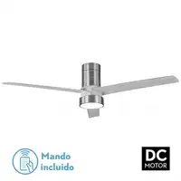 Ventilador LED níquel/gris, 6 vel., con mando y temporizador