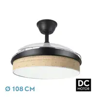 Ventilador DC Moda negro/cañizo claro LED 108 cm con mando