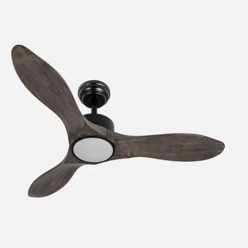 Ventilador DC Segre negro/roble 107cm, LED, 3 aspas, 6 velocidades