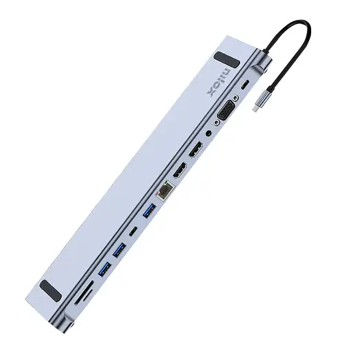 Nilox NXDSUSBC07 base para portátil y replicador de puertos Acoplamiento Gris