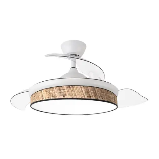 Ventilador DC Moda blanco/cañizo oscuro LED 108 cm con mando