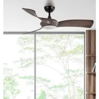 Ventilador DC Cerdeña negro/roble 132cm, LED, 3 aspas, 6 velocidades